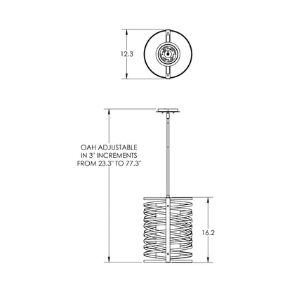 Tempest LED Pendant Light - line drawing.