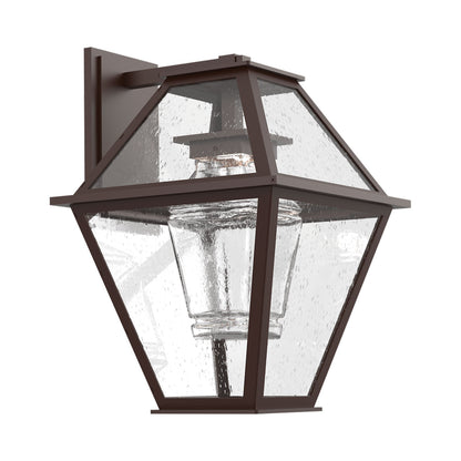 Terrace Outdoor LED Wall Light in Statuary Bronze/Clear Cast Glass.