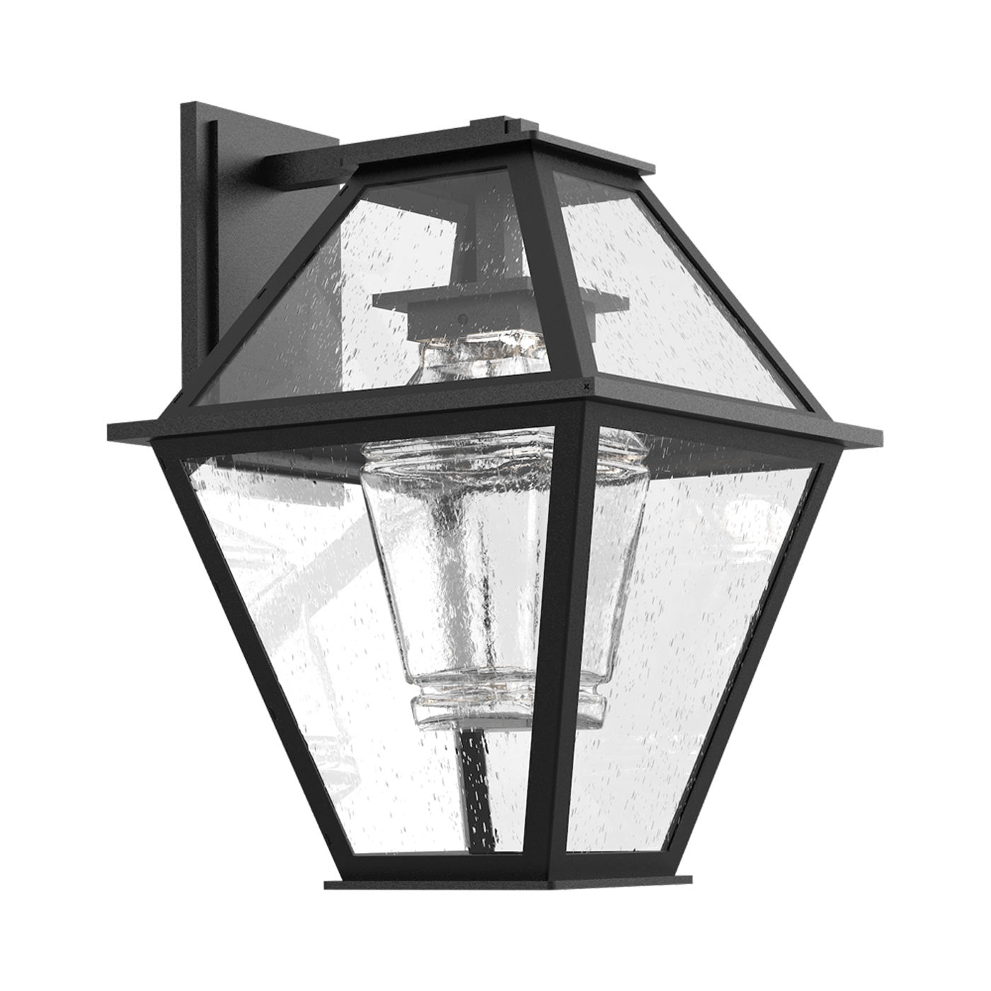 Terrace Outdoor LED Wall Light in Textured Black/Clear Cast Glass.