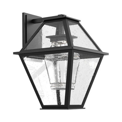 Terrace Outdoor LED Wall Light in Textured Black/Clear Cast Glass.