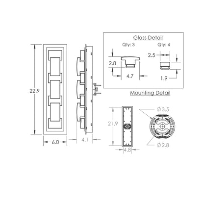 Tessera Pave Outdoor LED Wall Light - line drawing.