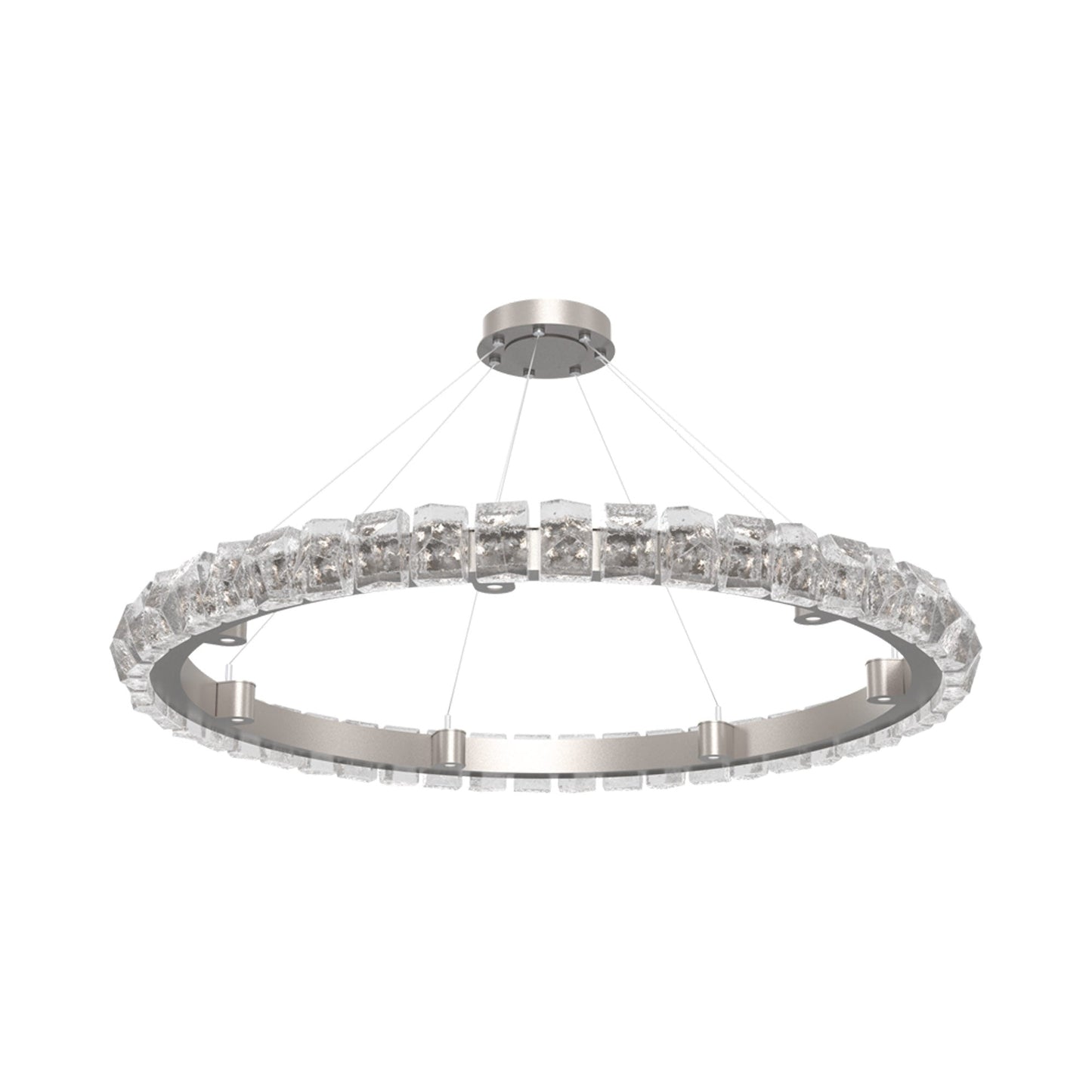 Tessera Ring Facet LED Chandelier in Beige Silver (50-Inch).