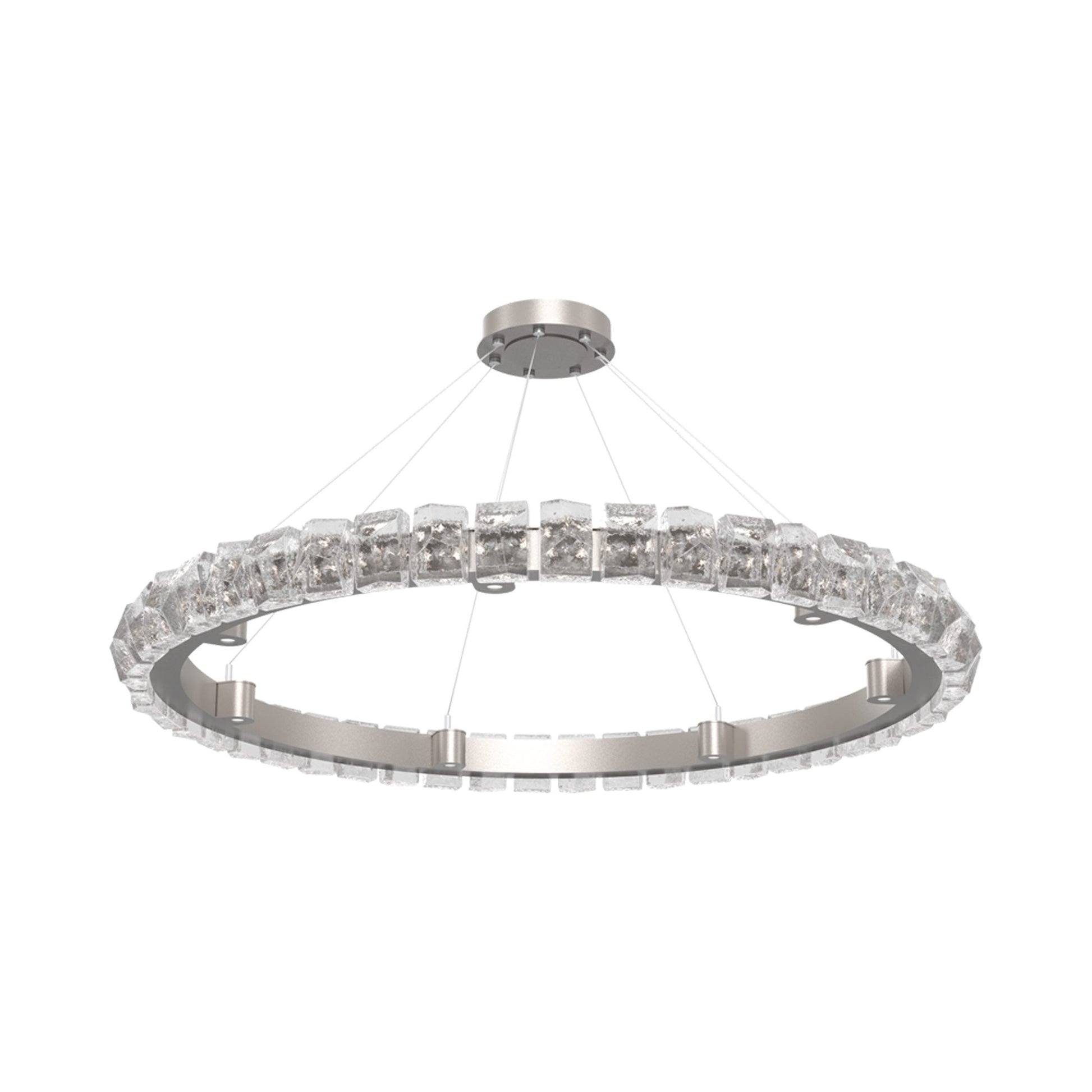 Tessera Ring Facet LED Chandelier in Beige Silver (50-Inch).