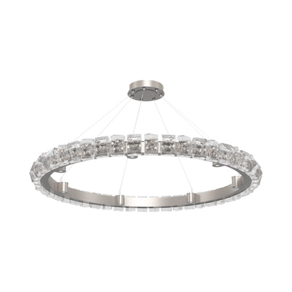 Tessera Ring Facet LED Chandelier in Beige Silver (50-Inch).