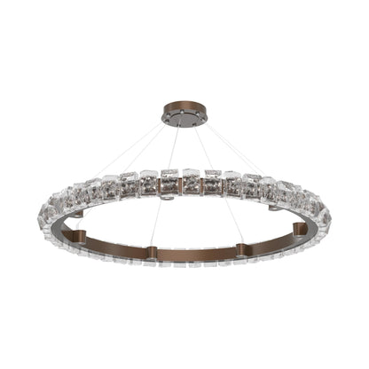 Tessera Ring Facet LED Chandelier in Burnished Bronze (50-Inch).