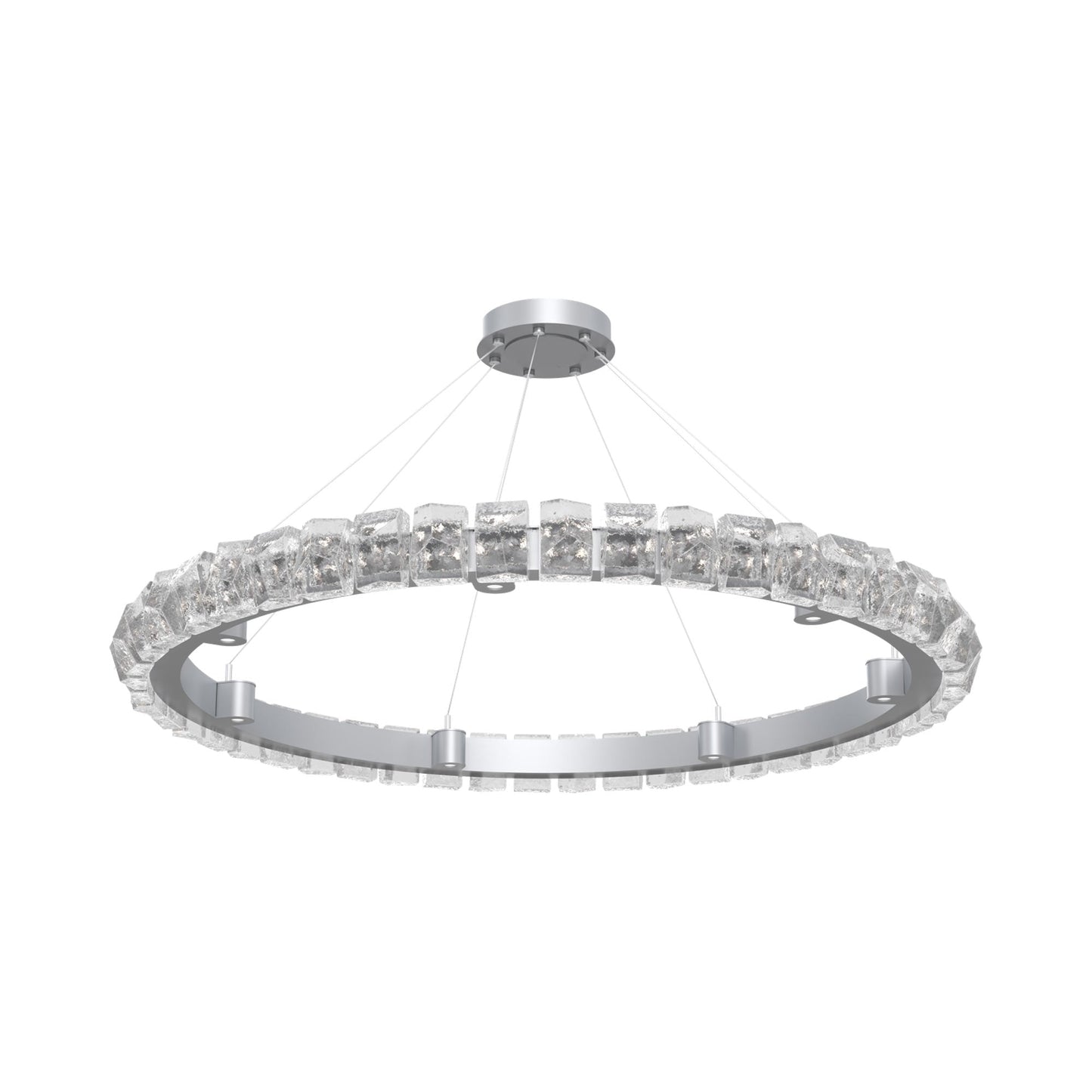 Tessera Ring Facet LED Chandelier in Classic Silver (50-Inch).