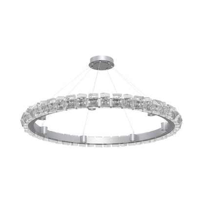 Tessera Ring Facet LED Chandelier in Classic Silver (50-Inch).