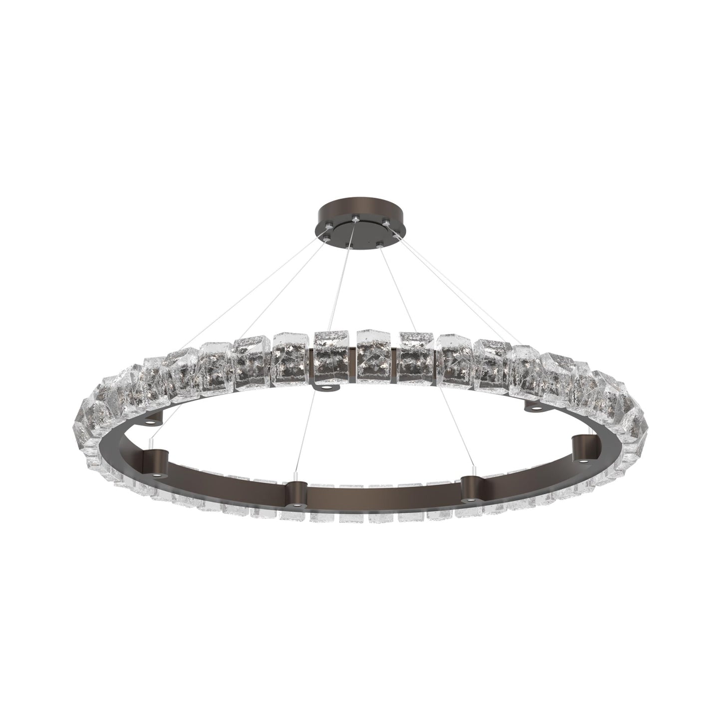 Tessera Ring Facet LED Chandelier in Flat Bronze (50-Inch).