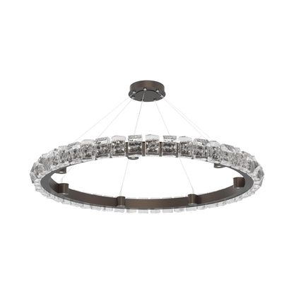 Tessera Ring Facet LED Chandelier in Flat Bronze (50-Inch).