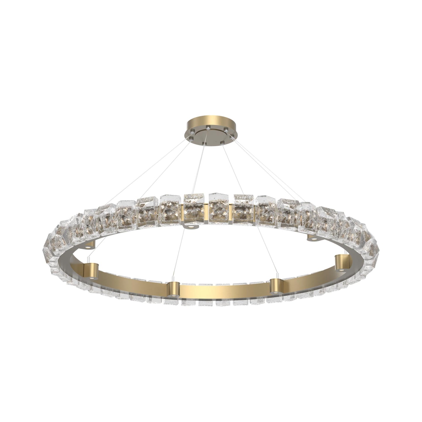 Tessera Ring Facet LED Chandelier in Gilded Brass (50-Inch).