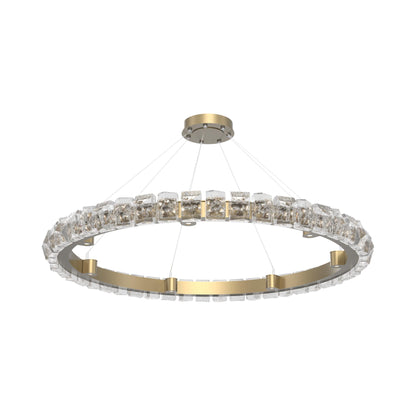 Tessera Ring Facet LED Chandelier in Gilded Brass (50-Inch).