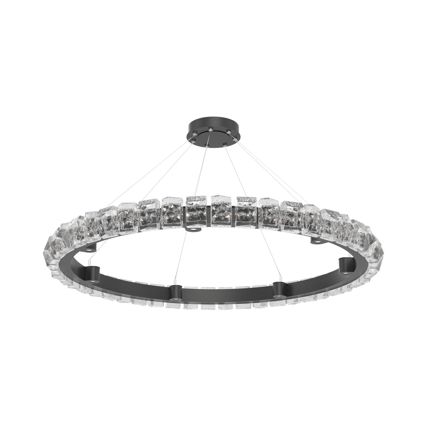 Tessera Ring Facet LED Chandelier in Matte Black (50-Inch).