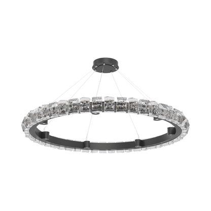 Tessera Ring Facet LED Chandelier in Matte Black (50-Inch).