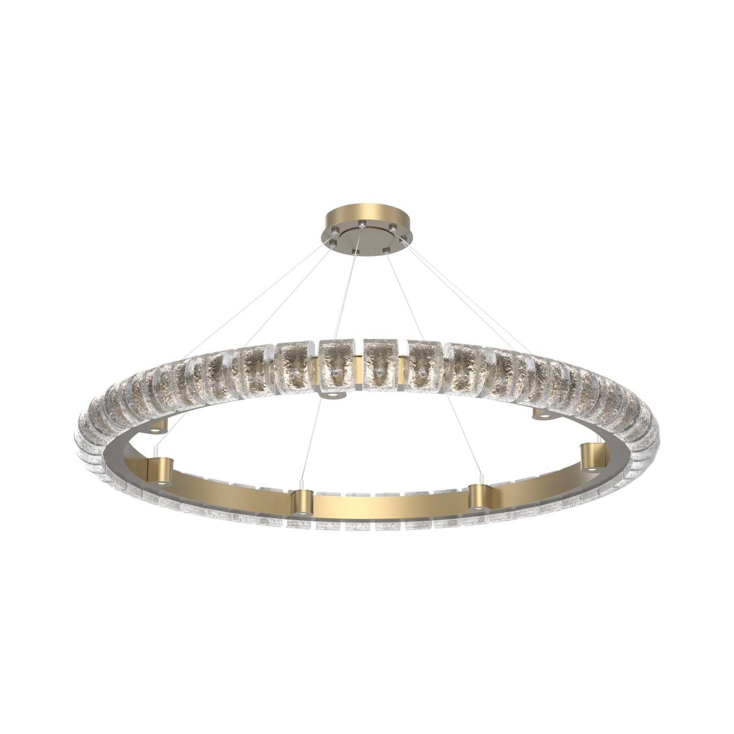 Tessera Ring Orb LED Chandelier in Gilded Brass (50-Inch).