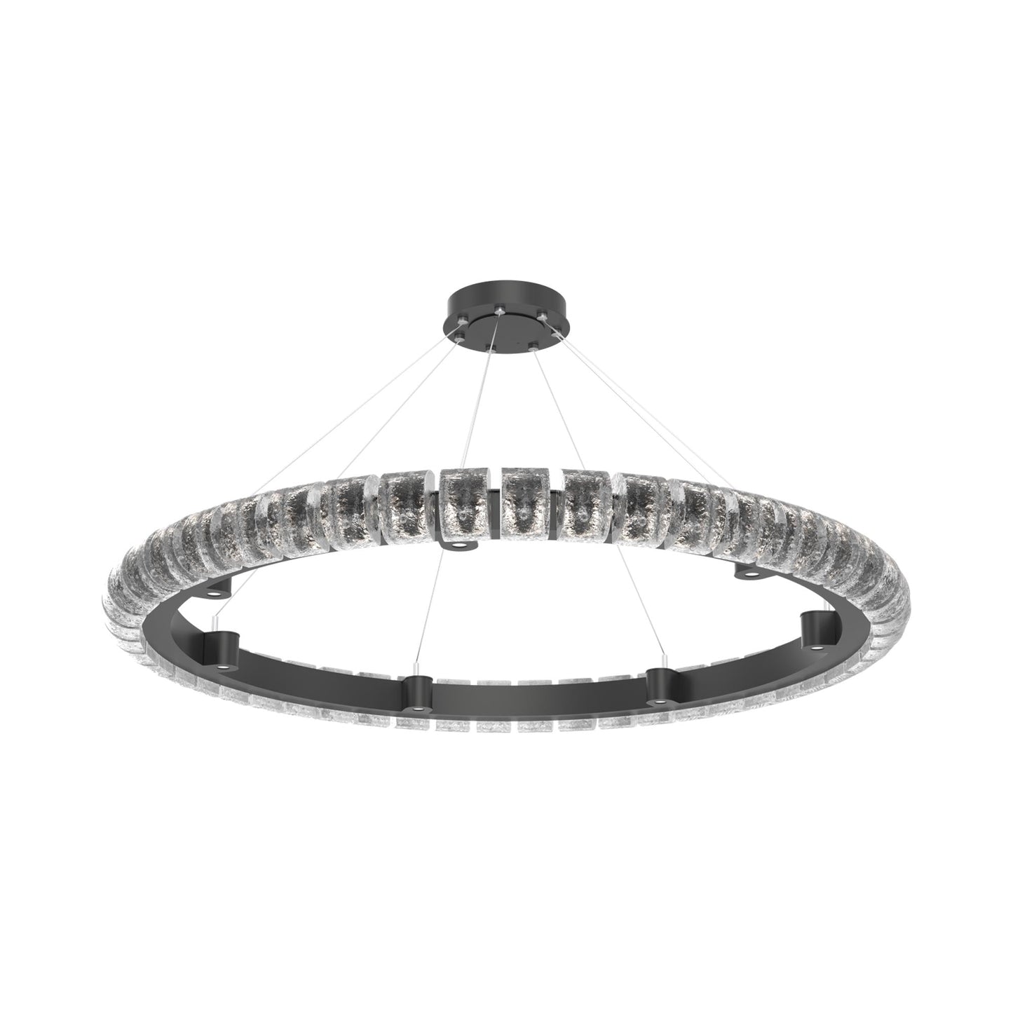 Tessera Ring Orb LED Chandelier in Matte Black (50-Inch).