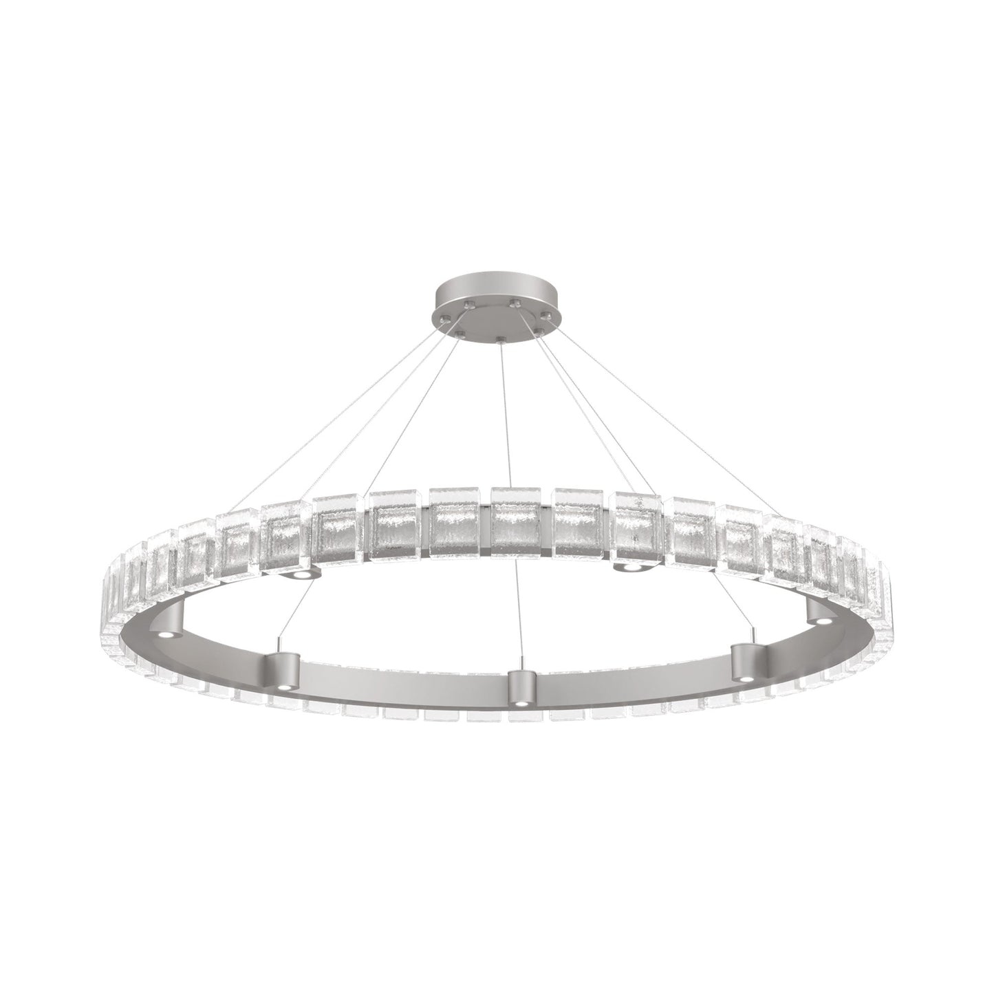 Tessera Ring Pave LED Chandelier in Beige Silver (50-Inch).