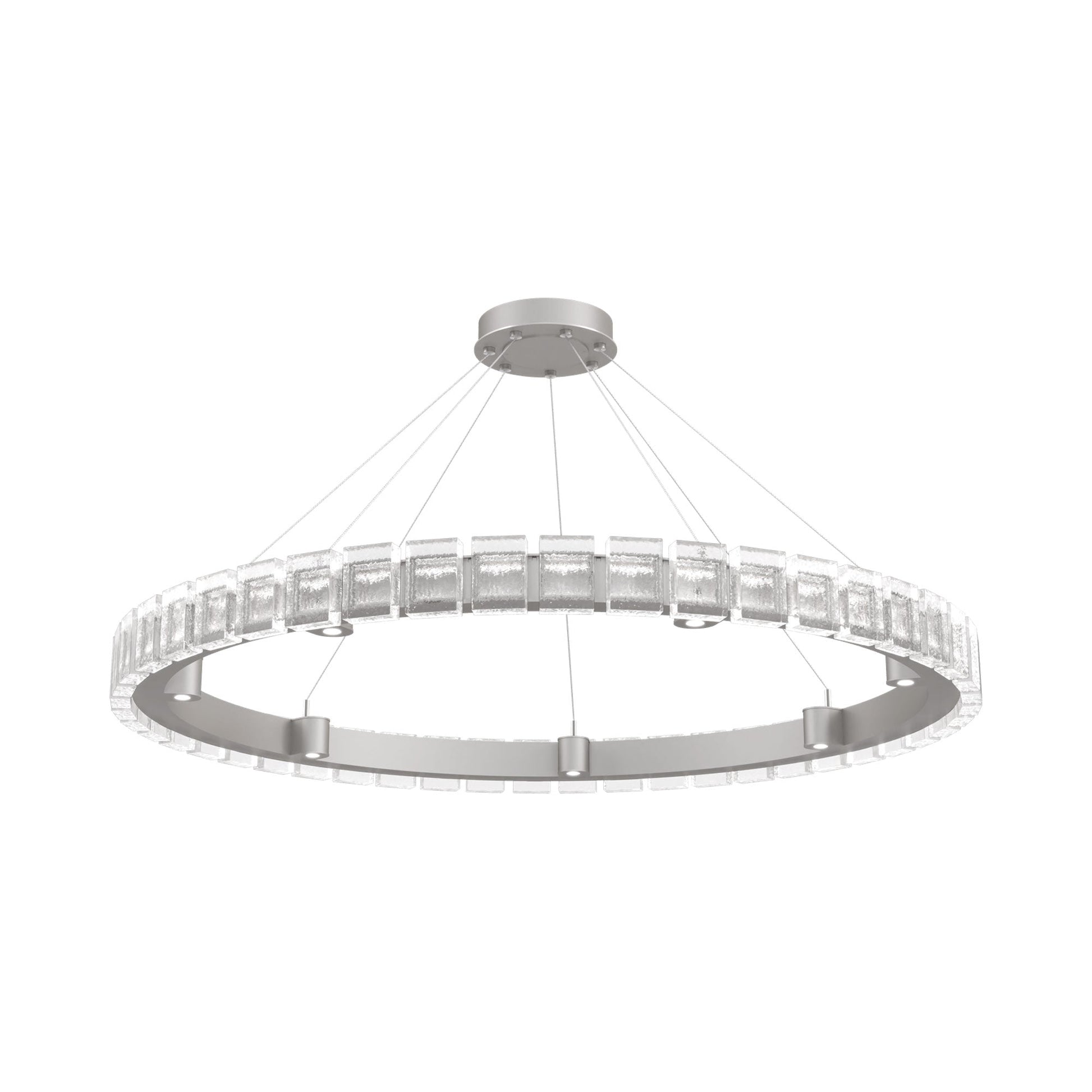 Tessera Ring Pave LED Chandelier in Beige Silver (50-Inch).