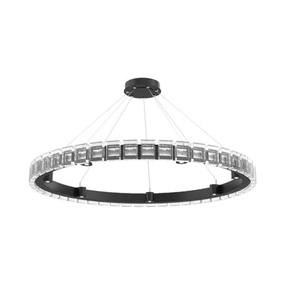 Tessera Ring Pave LED Chandelier in Matte Black (50-Inch).
