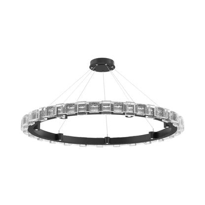 Tessera Ring Tetro LED Chandelier in Matte Black (50-Inch).