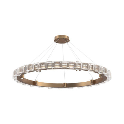 Tessera Ring Tetro LED Chandelier in Novel Brass (50-Inch).