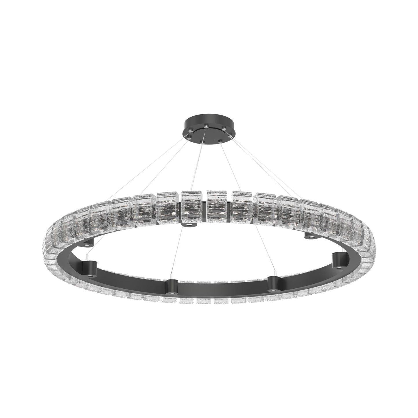 Tessera Ring Wave LED Chandelier in Matte Black (50-Inch).