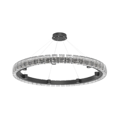 Tessera Ring Wave LED Chandelier in Matte Black (50-Inch).