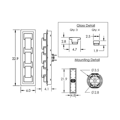 Tessera Tetro Outdoor LED Wall Light - line drawing.