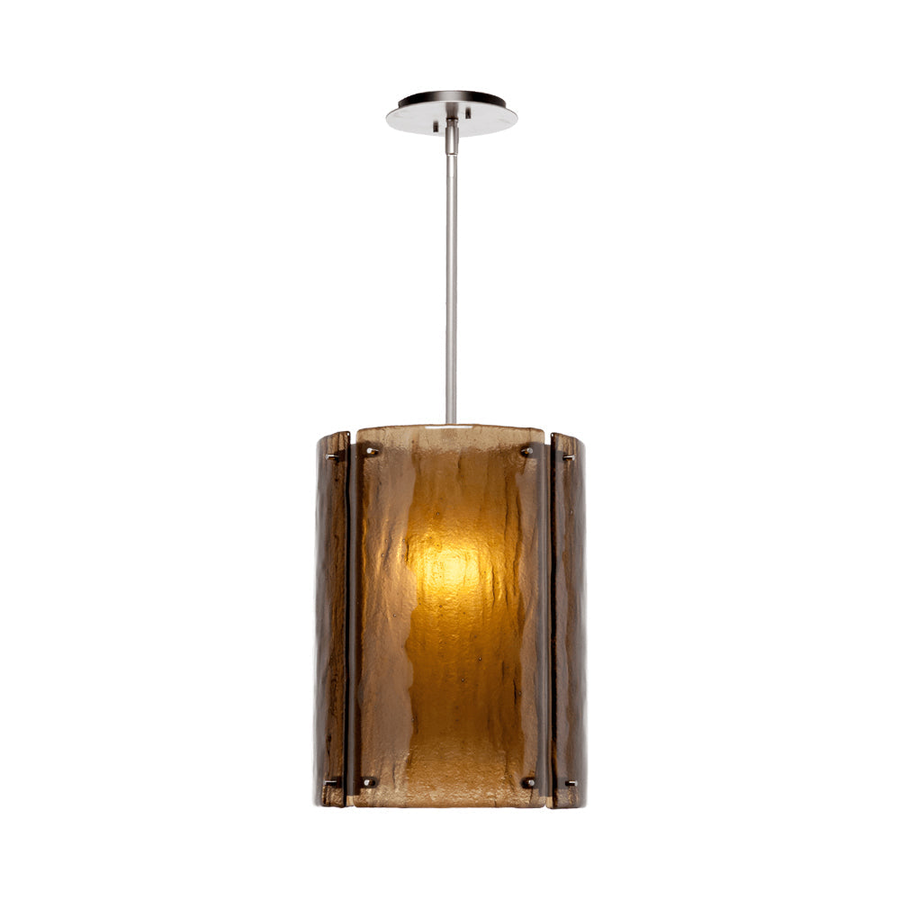 Textured Glass LED Pendant Light in Beige Silver/Bronze Granite.