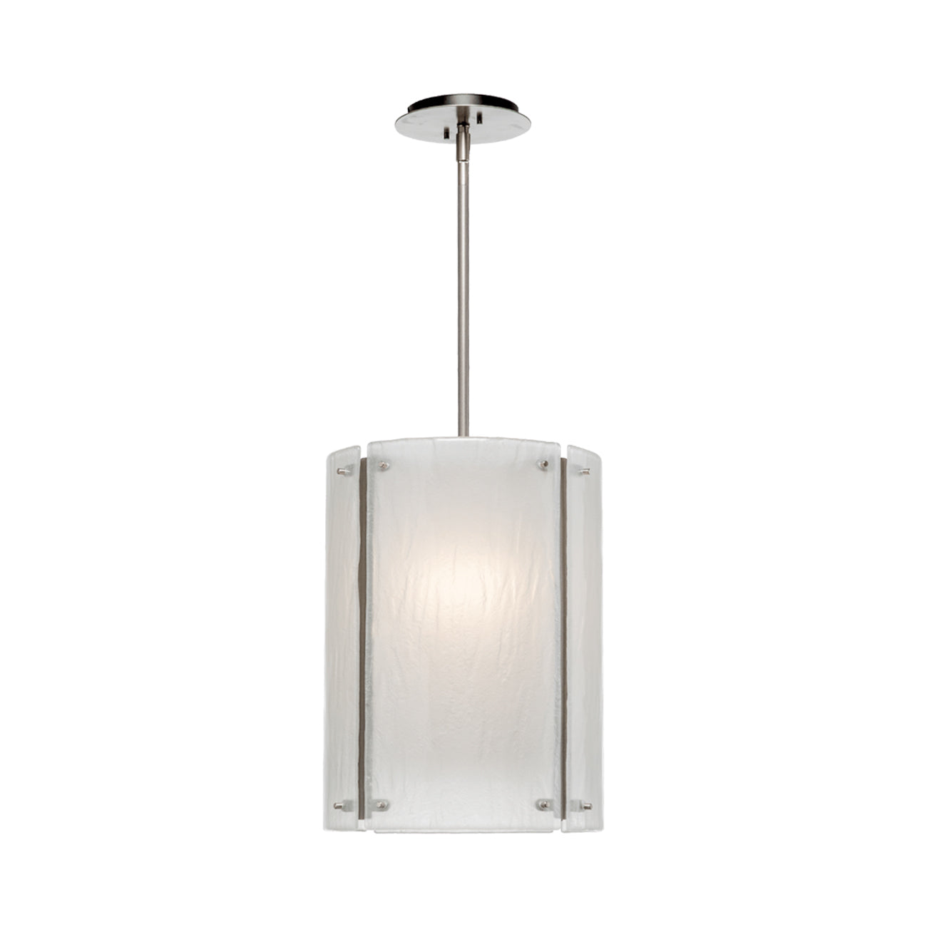 Textured Glass LED Pendant Light in Beige Silver/Frosted Granite.