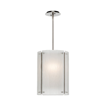Textured Glass LED Pendant Light in Beige Silver/Frosted Granite.