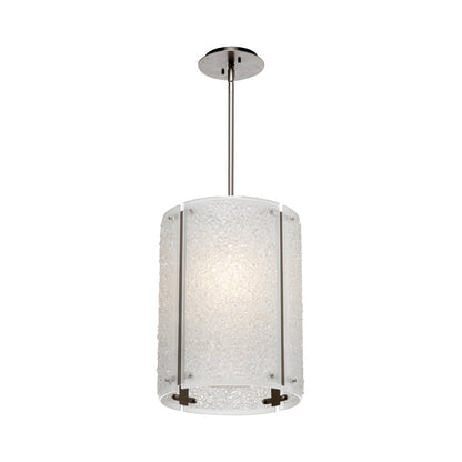 Textured Glass LED Pendant Light in Beige Silver/Rimelight Frosted.