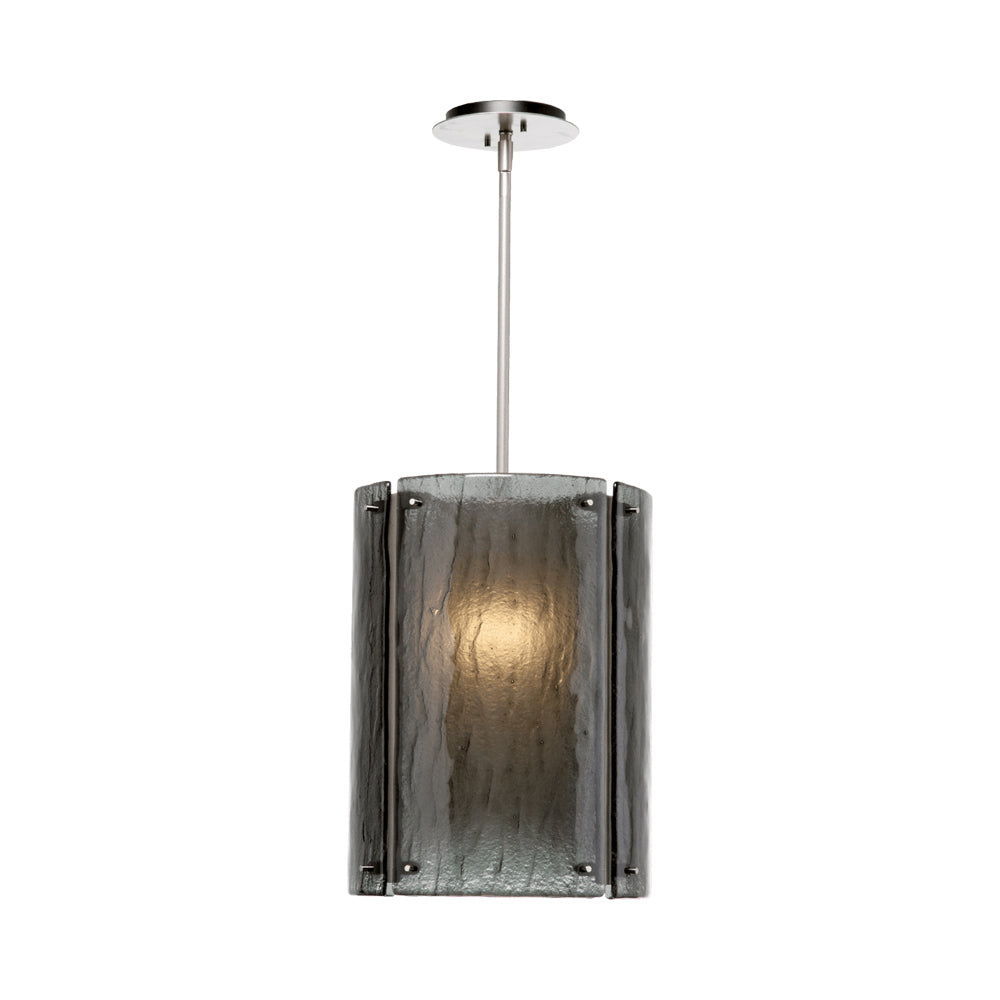 Textured Glass LED Pendant Light in Beige Silver/Smoke Granite.