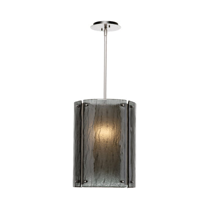 Textured Glass LED Pendant Light in Beige Silver/Smoke Granite.