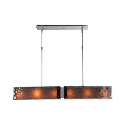 Textured Glass Linear LED Chandelier in Beige Silver/Smoke Granite (44.3-Inch).