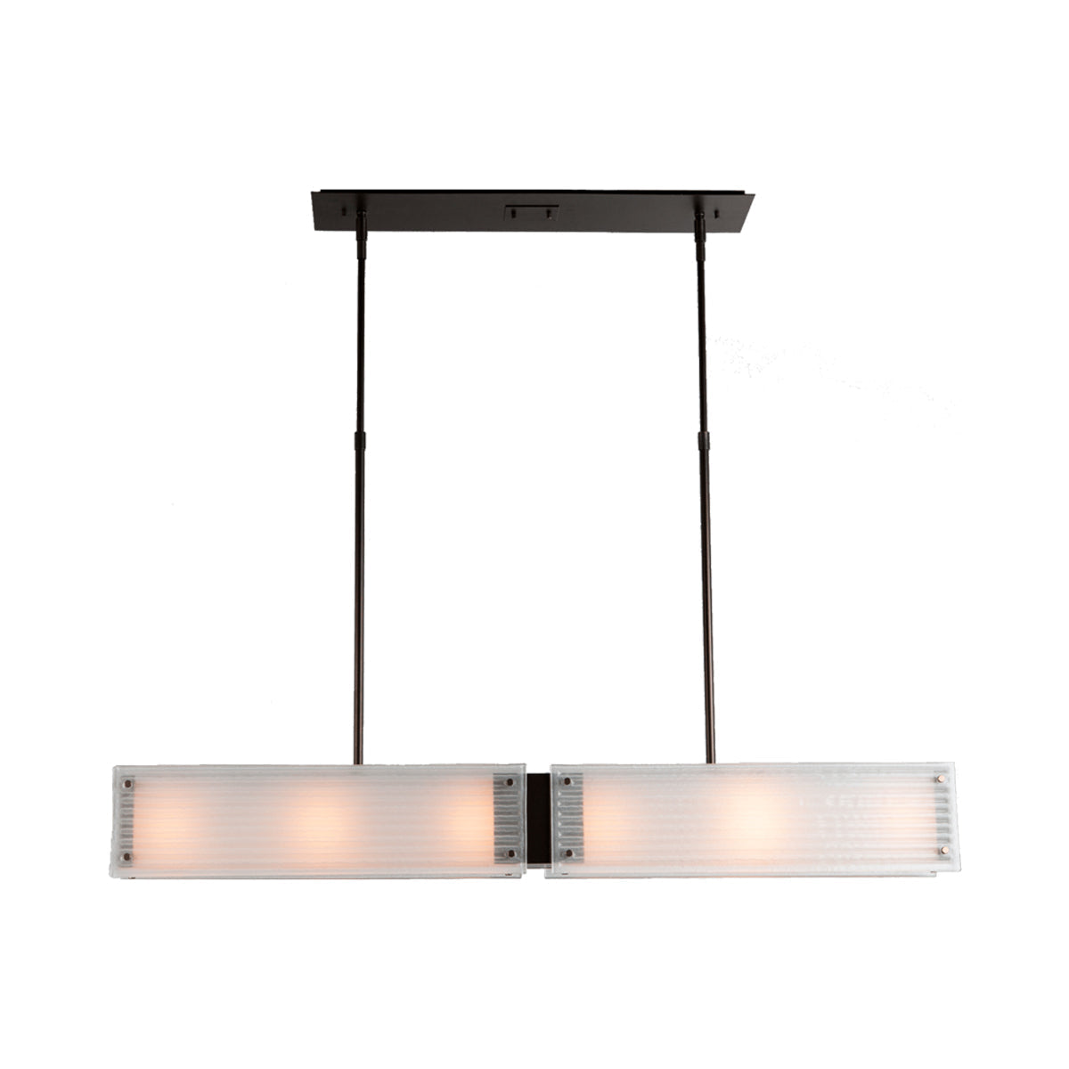 Textured Glass Linear LED Chandelier in Flat Bronze/Strata Frosted (44.3-Inch).