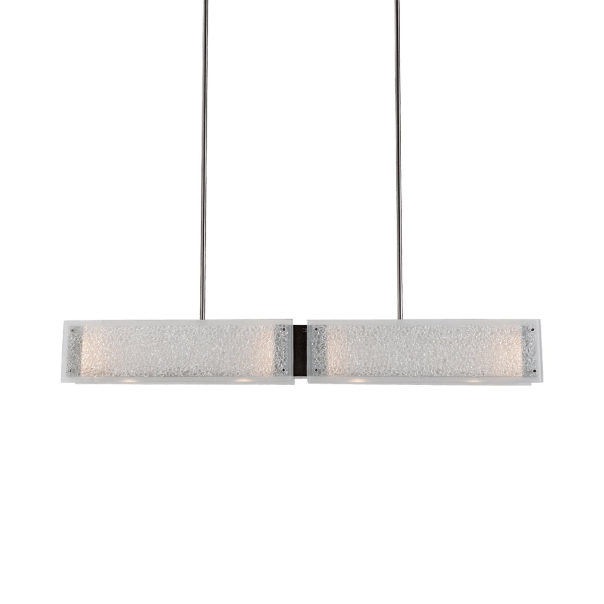Textured Glass Linear LED Chandelier in Gunmetal/Rimelight Frosted (44.3-Inch).