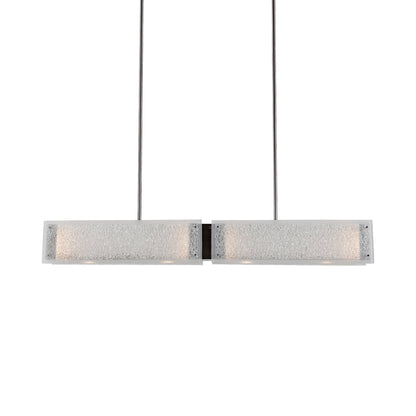 Textured Glass Linear LED Chandelier in Gunmetal/Rimelight Frosted (44.3-Inch).