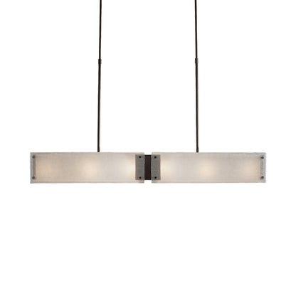 Textured Glass Linear LED Chandelier in Oil Rubbed Bronze/Ivory Wisp (44.3-Inch).