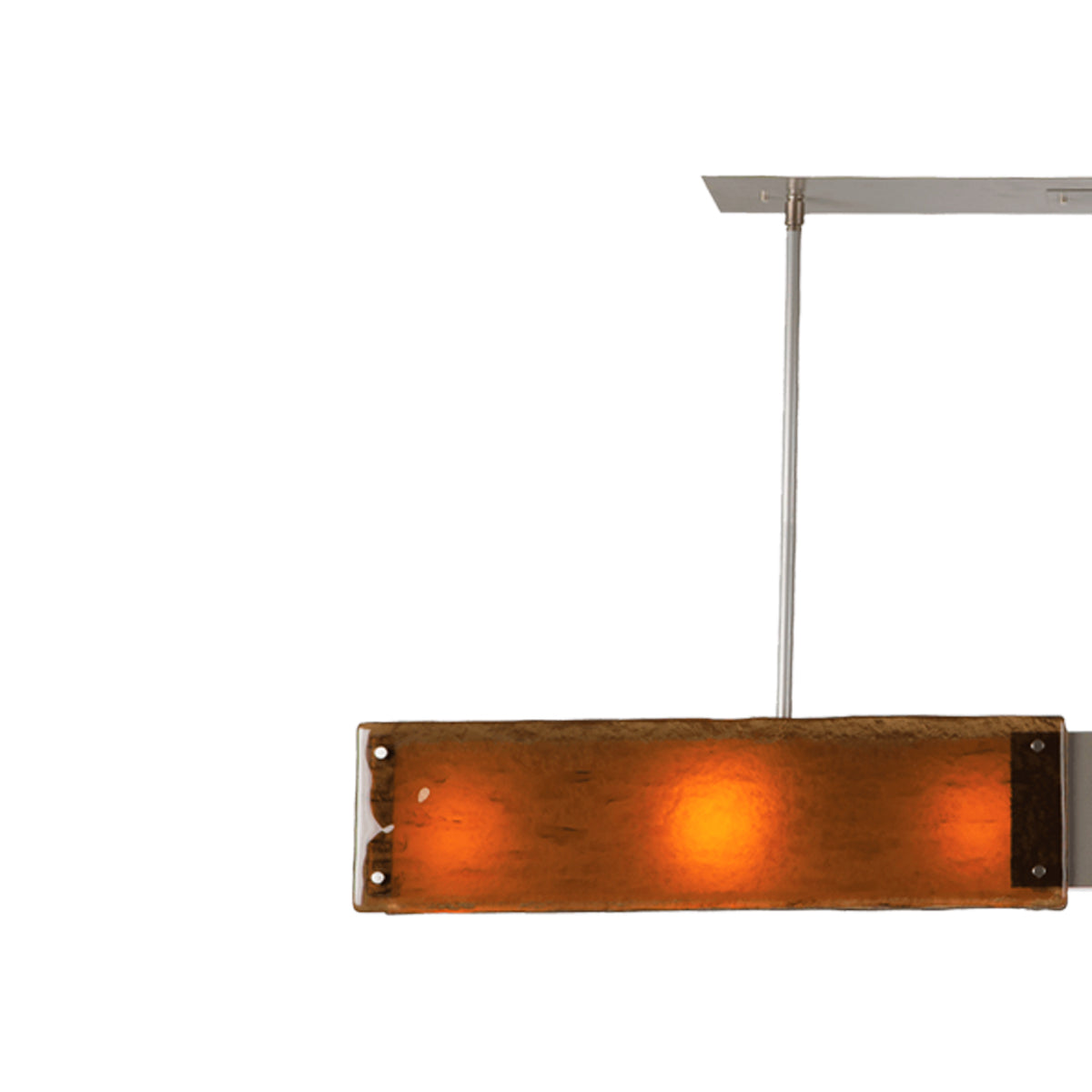 Textured Glass Linear LED Chandelier in Detail.