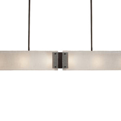 Textured Glass Linear LED Chandelier in Detail.
