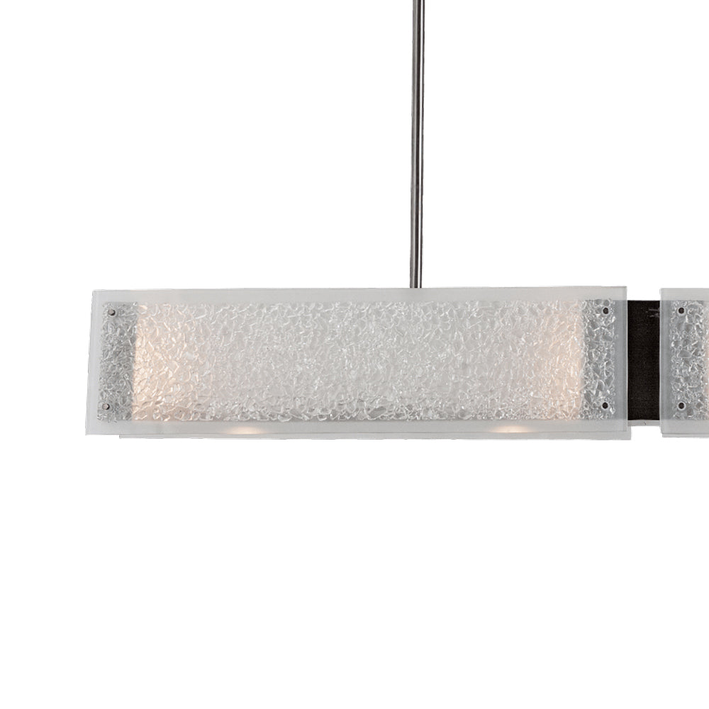 Textured Glass Linear LED Chandelier in Detail.