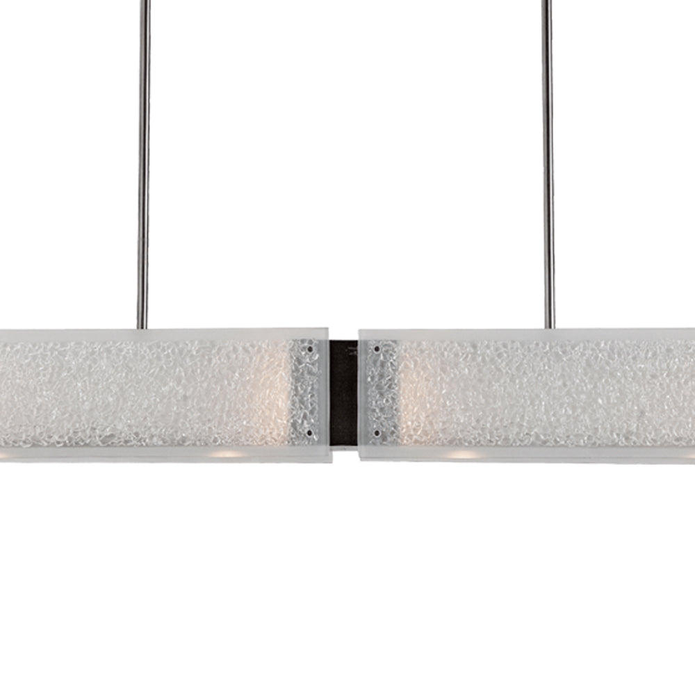 Textured Glass Linear LED Chandelier in Detail.
