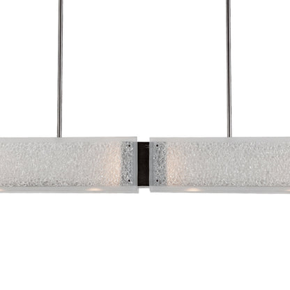 Textured Glass Linear LED Chandelier in Detail.