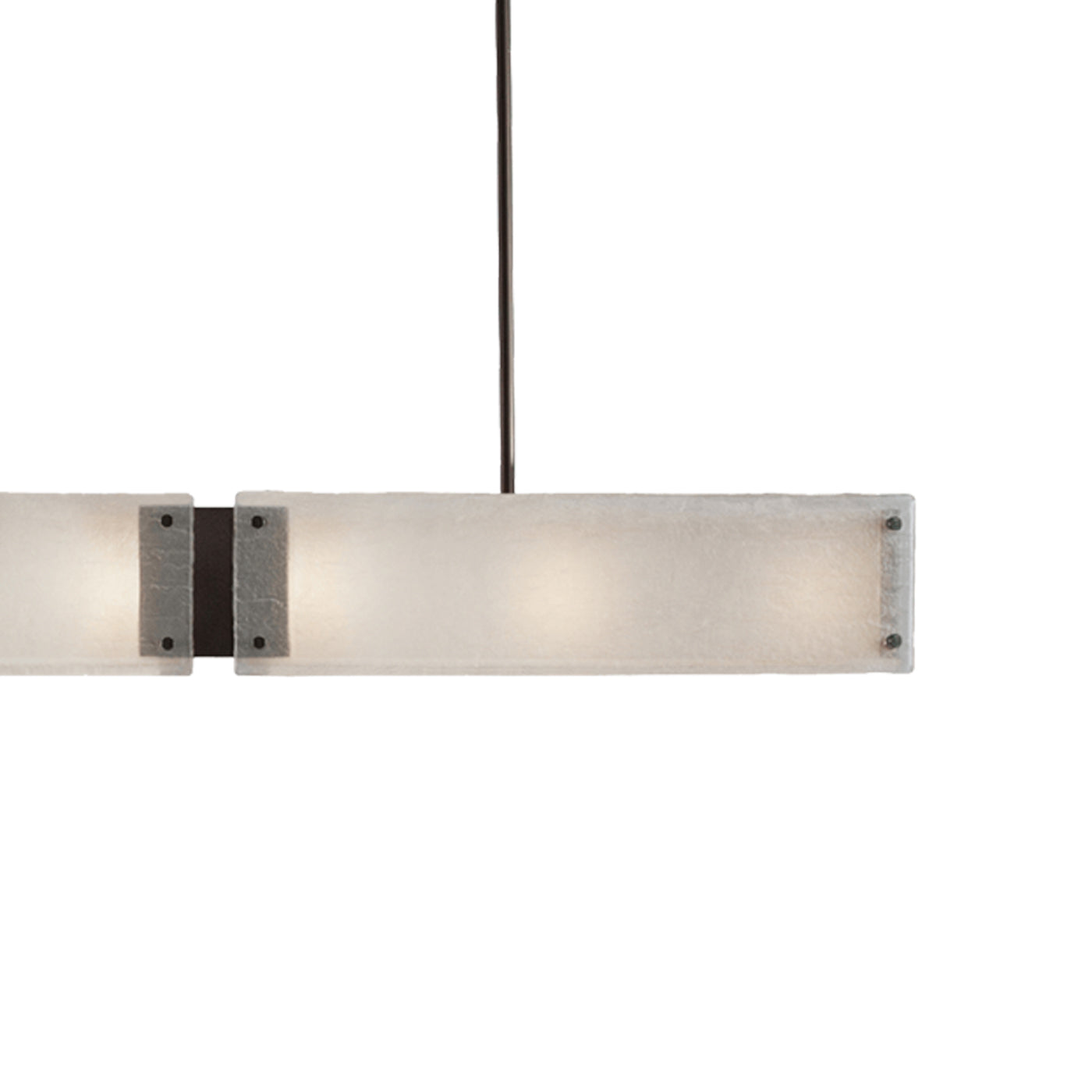 Textured Glass Linear LED Chandelier in Detail.