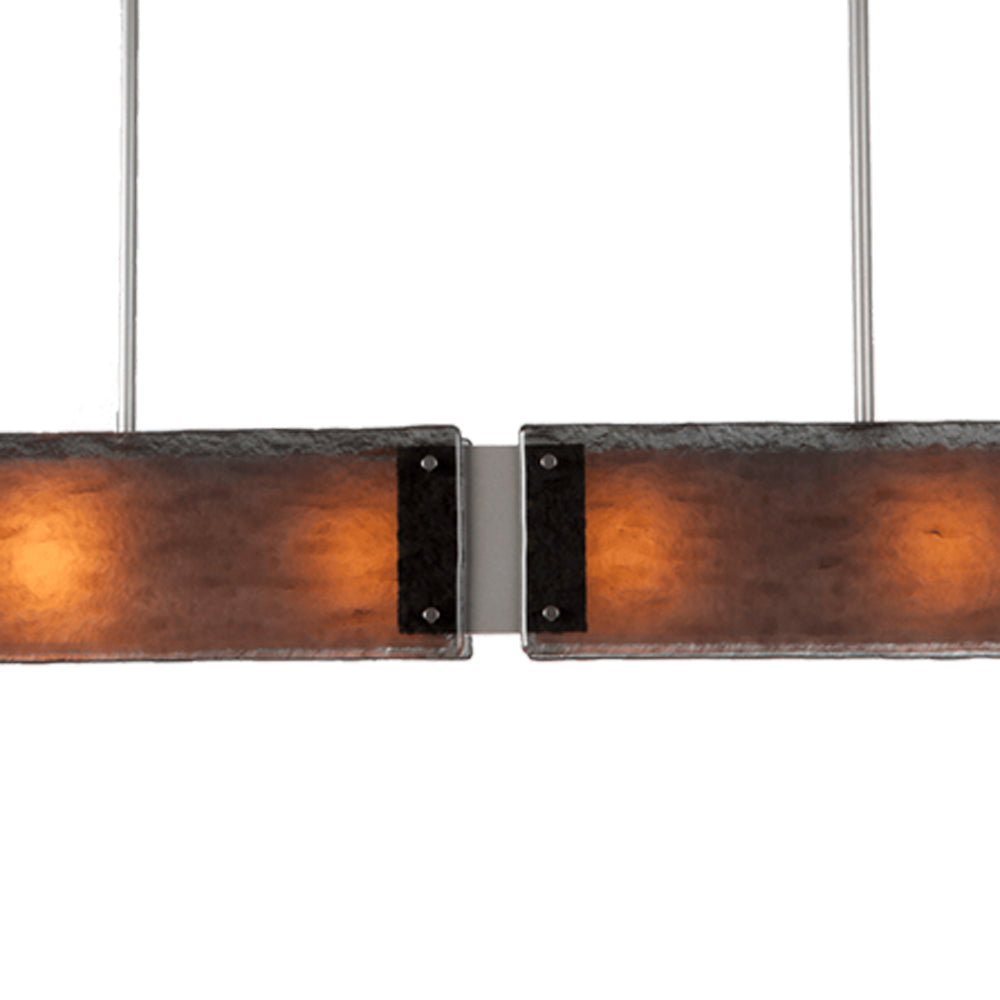 Textured Glass Linear LED Chandelier in Detail.