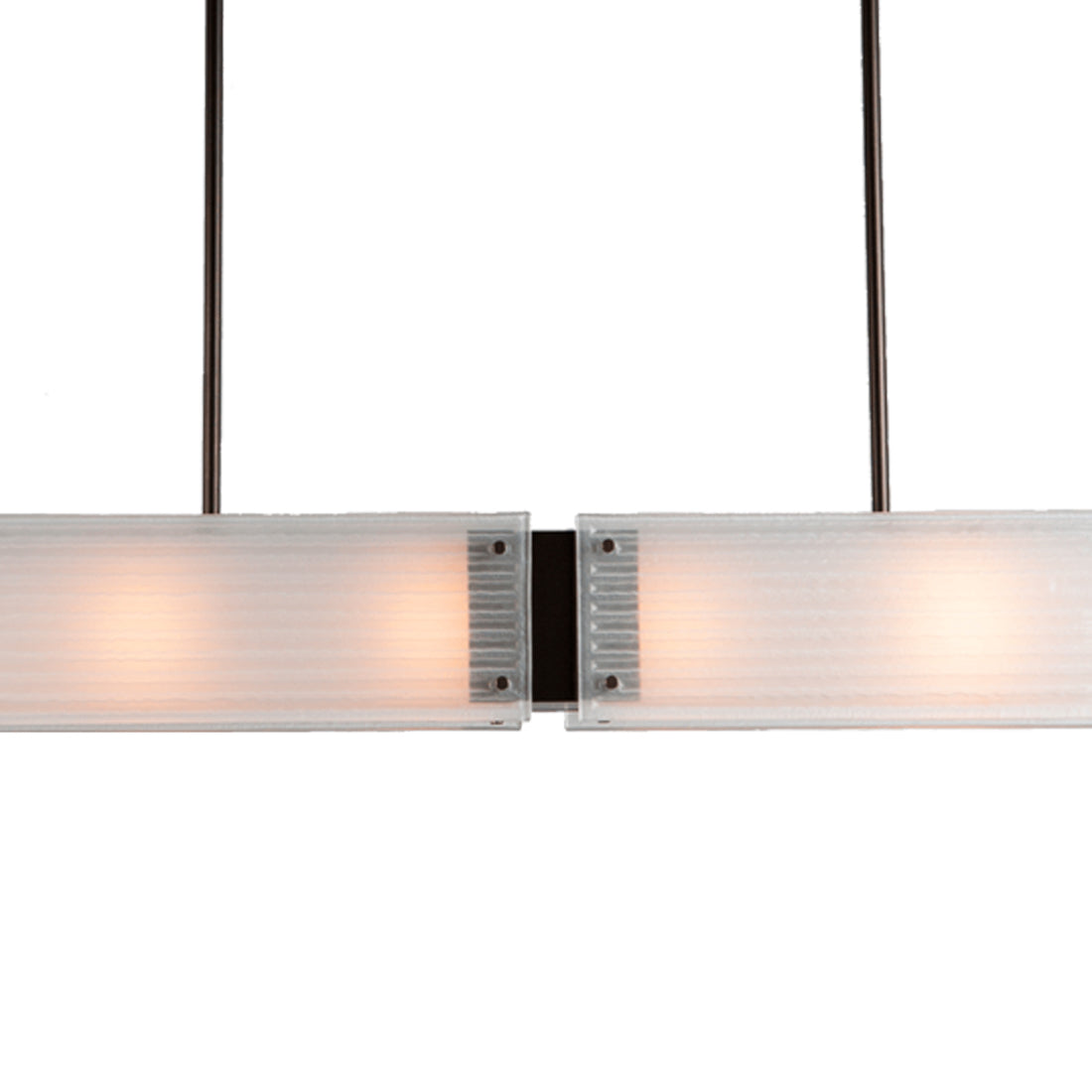 Textured Glass Linear LED Chandelier in Detail.