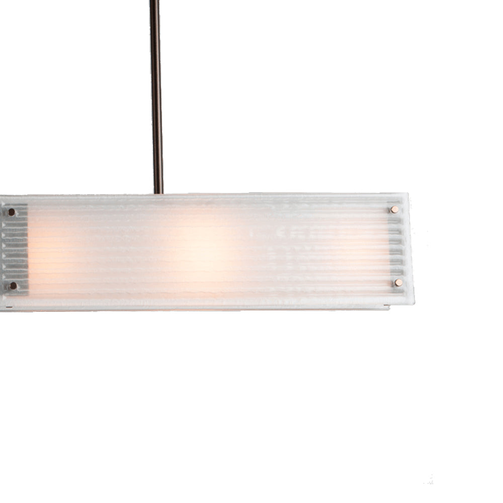 Textured Glass Linear LED Chandelier in Detail.