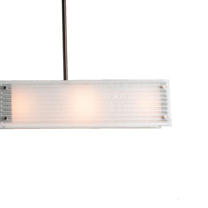 Textured Glass Linear LED Chandelier in Detail.