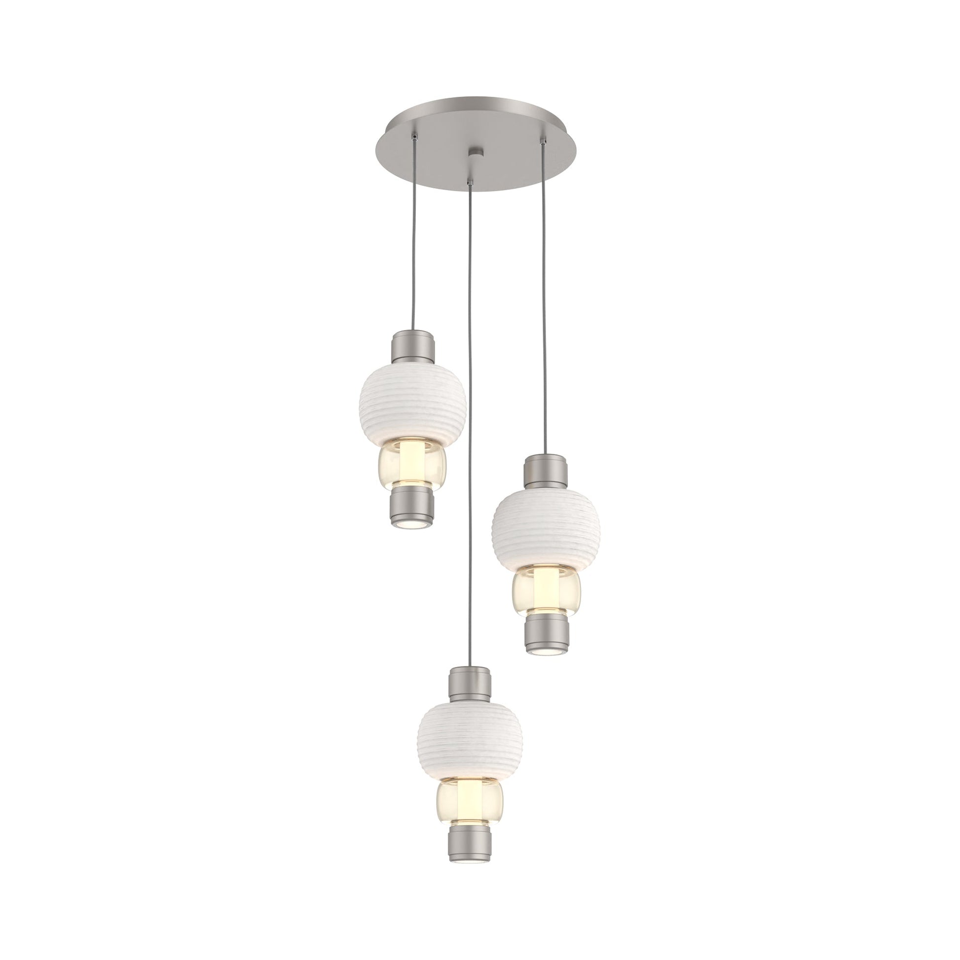Torno Mandrel 3-Light LED Pendant Light in Beige Silver/Chalk/Amber.