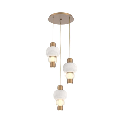 Torno Mandrel 3-Light LED Pendant Light in Novel Brass/Chalk/Amber.